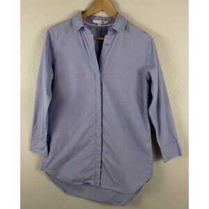 Boden Womens 6P Blue Hidden Placket Long Tunic Length Button Up